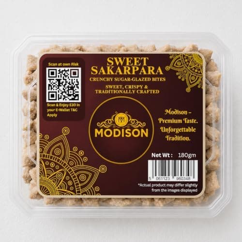 MODISON Sweet Sakkarpara Indian Sweets Crunchy Wheat Bites 180g thumbnail 1