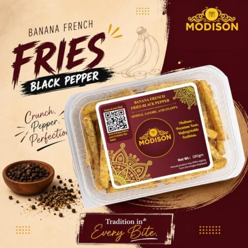 MODISON Banana French Fries Indian Snacks Black Pepper Kela 180g thumbnail 5