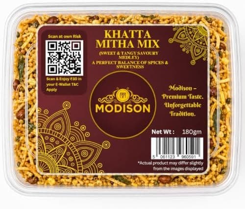 MODISON Khatta Meetha Mix Indian Namkeen Sweet Tangy Snack 180g thumbnail 1