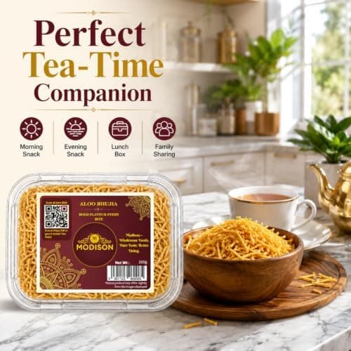 MODISON Aloo Bhujia Authentic Indian Namkeen Snack 200g thumbnail 6