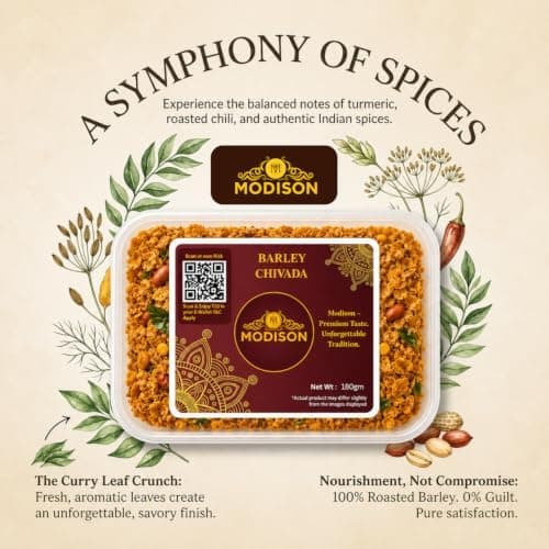 MODISON Barley Chivda Indian Namkeen Crispy Savory Mix 180g thumbnail 2