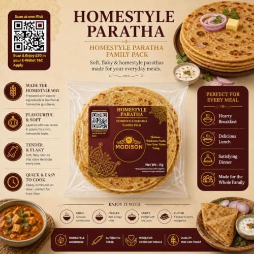 MODISON Homestyle Paratha Traditional Indian Flatbread Frozen 1kg thumbnail 3