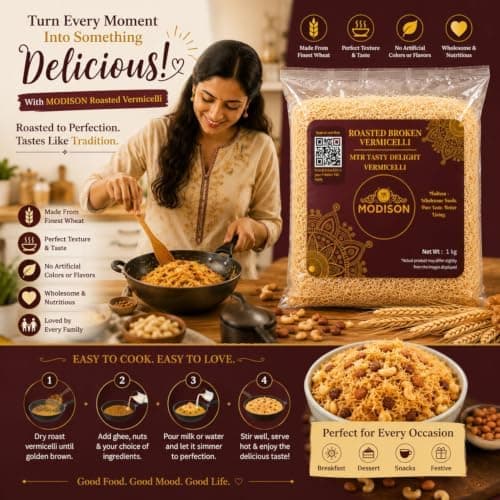 MODISON Roasted Broken Vermicelli, Wheat Semolina Sevai, 1 kg thumbnail 5