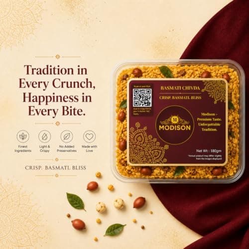 MODISON Basmati Chivda Indian Namkeen Crispy Rice Flakes 180g thumbnail 4