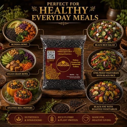 MODISON Vegan Black Wholegrain Rice Gluten Free Natural 1kg thumbnail 5