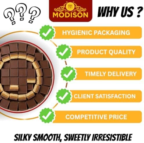 MODISON Chocolate Barfi Indian Sweets Milk Mithai 8 Piece 370g thumbnail 3