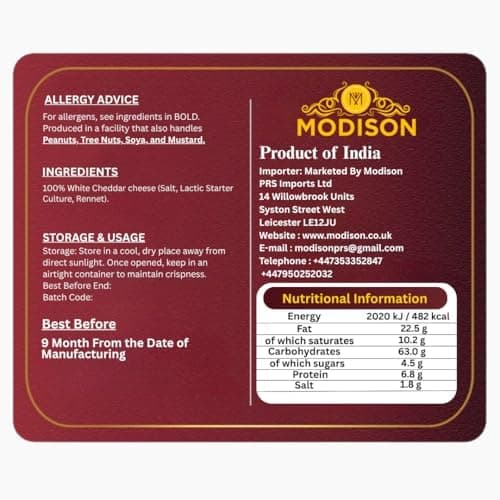MODISON Cheese Pop Indian Snacks White Cheddar Puffs 180g thumbnail 6