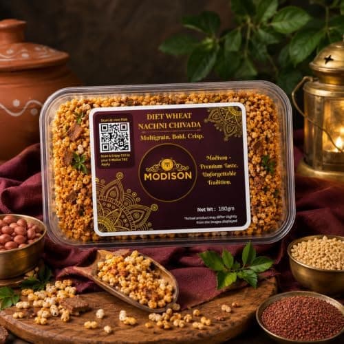MODISON Diet Wheat Nachni Chivada Indian Namkeen Crispy Ragi 180g thumbnail 6