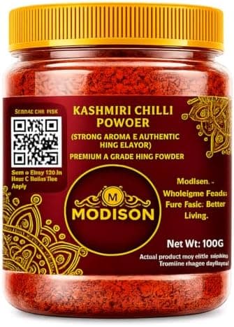 MODISON Kashmiri Red Chilli Powder Indian Spices Mild Heat 100g thumbnail 1