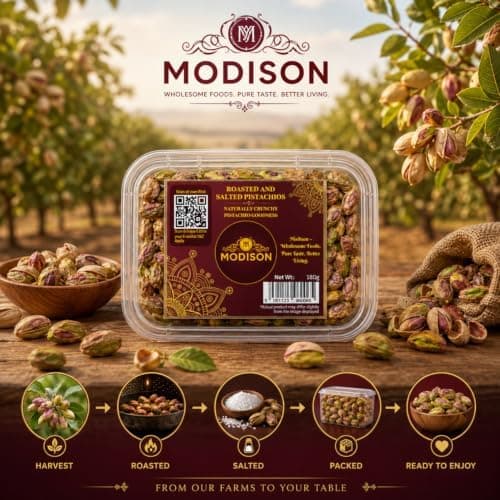 MODISON Roasted Pistachios Indian Dry Fruit Salted Pista 180g thumbnail 6