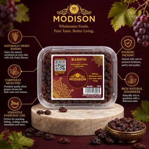MODISON Seedless Kishmish Dried Fruit Indian Sweet Snack 180g thumbnail 3