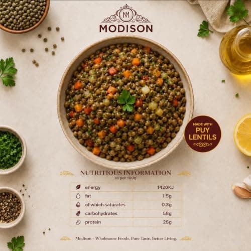 MODISON Puy Lentils Whole Pulses High Fibre Protein Pack 6x250g thumbnail 3