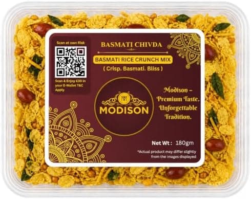 MODISON Basmati Chivda Indian Namkeen Crispy Rice Flakes 180g thumbnail 1