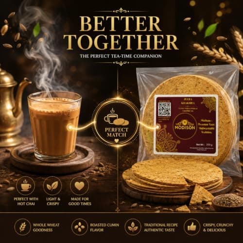 MODISON Jeera Khakhra Whole Wheat Cumin Crispbread Snack 200 g thumbnail 3