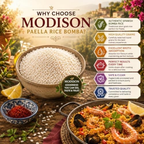 MODISON Spanish Bomba Rice Paella Rice Gluten Free Vegan 1kg thumbnail 5