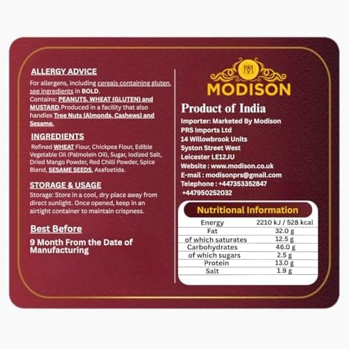 MODISON Mix Chavanu Indian Snacks Crunchy Spicy Mix 180g thumbnail 6