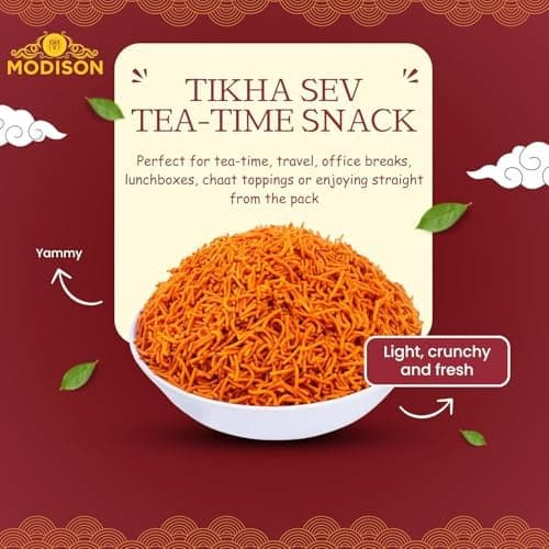 MODISON Tikhi Sev Indian Snacks Spicy Gram Flour thumbnail 6