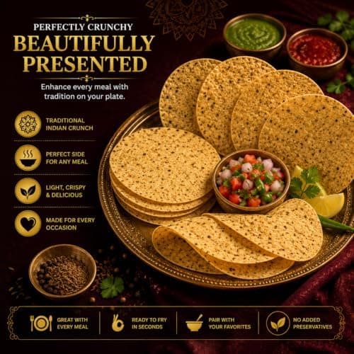 MODISON Chana Special Indian Papad Black Pepper Lentil Wafer 400g thumbnail 2