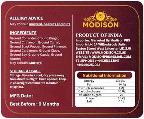 MODISON Garam Masala Powder Indian Spices Traditional 85g thumbnail 2