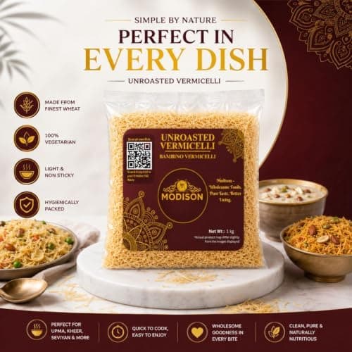 MODISON Unroasted Vermicelli Wheat Semolina Seviyan 1kg thumbnail 4