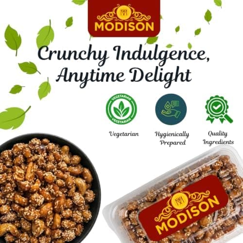 MODISON Caramelised Sesame Peanuts Indian Snacks Sweet Crunchy 400g thumbnail 7