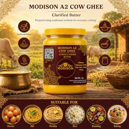 MODISON A2 Cow Ghee A2 Milk Clarified Butter 1kg thumbnail 3