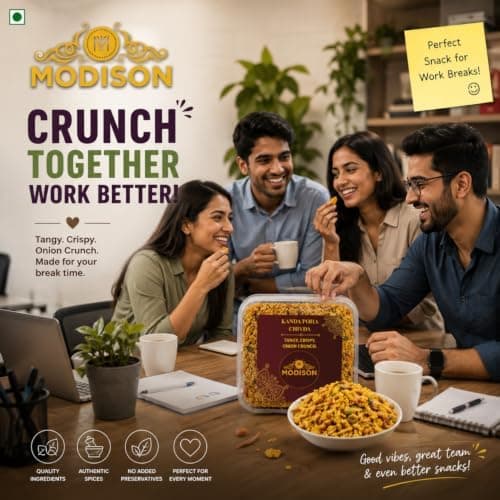 MODISON Kanda Poha Chivda Indian Namkeen Crispy Cashew Raisin 180g thumbnail 7