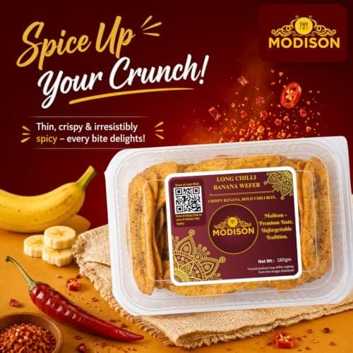 MODISON Long Chilli Banana Wafer Indian Snacks Spicy Kela 180g thumbnail 6
