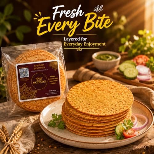 MODISON Sandwich Khakhra Tomato Spice Crispbread Roasted Snack 200g thumbnail 6
