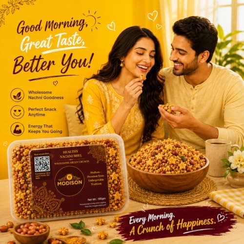 MODISON Healthy Nachni Bhel Indian Namkeen Crispy Ragi Puff 180g thumbnail 3