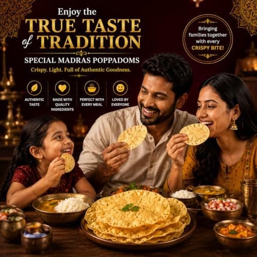 MODISON Special Madras Poppadoms Indian Papad Crispy Lentil Wafer 200g thumbnail 7