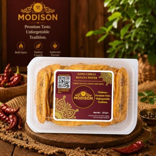 MODISON Long Chilli Banana Wafer Indian Snacks Spicy Kela 180g thumbnail 5