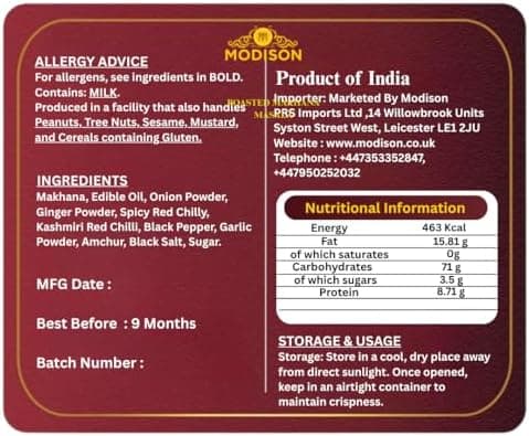 MODISON Roasted Makhana Healthy Snacks Masala Flavour 80g thumbnail 2