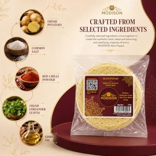 MODISON Aloo Papad Ready to Fry Indian Snack 200g thumbnail 7