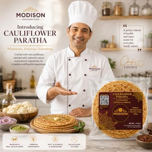 MODISON Cauliflower Paratha Traditional Indian Flatbread Frozen 400g thumbnail 4