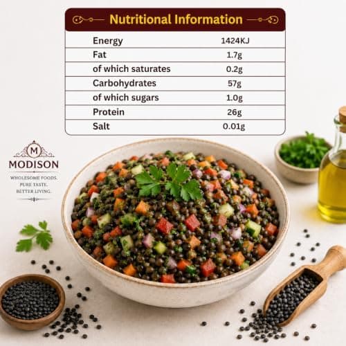 MODISON Whole Black Lentils Pulses High Fibre Nutrition 500g thumbnail 2