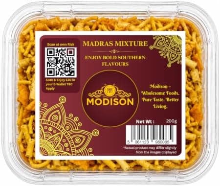 MODISON Madras Mixture Indian Namkeen Snack Spicy Savoury 200g thumbnail 1