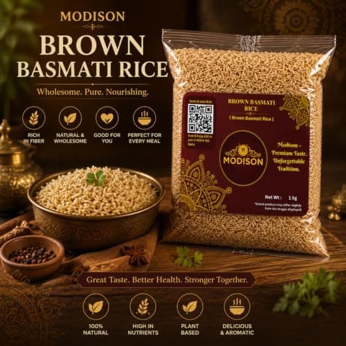 MODISON Brown Basmati Rice Wholegrain Long Grain Rice 1kg Vegan thumbnail 4