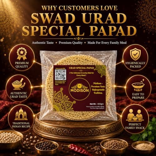 MODISON Urad Special Indian Papad Black Pepper Lentil Wafer 400g thumbnail 4