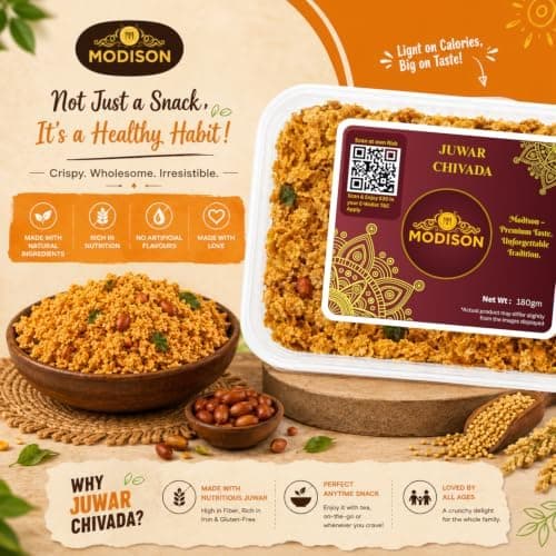 MODISON Jowar Chivda Indian Namkeen Crispy Sorghum Millet 180g thumbnail 4