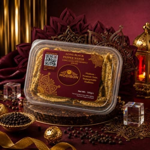 MODISON Long Black Pepper Wafer Indian Snacks Crispy Kela 180g thumbnail 5
