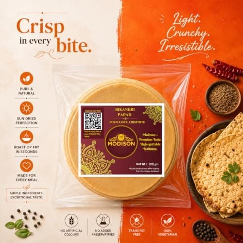 MODISON Bikaneri Papad Indian Papad Crispy Rajasthani 200g thumbnail 4