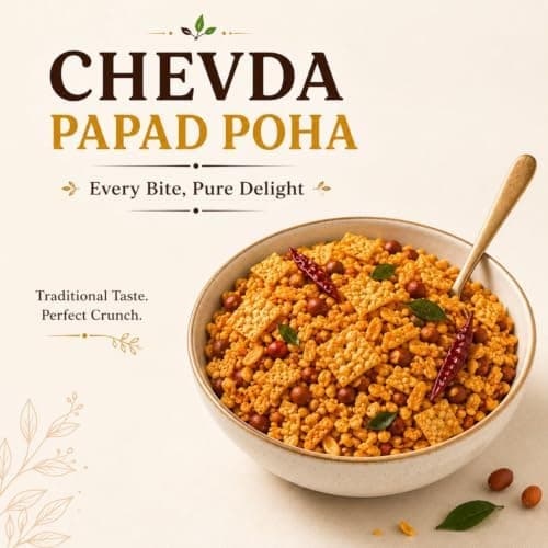MODISON Chevda Papad Poha Indian Namkeen Crispy Mix 180g thumbnail 5