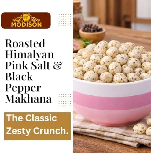 MODISON Roasted Makhana Healthy Snacks Himalayan Pink Salt Pepper 80g thumbnail 4
