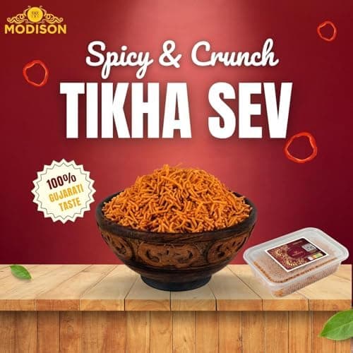 MODISON Tikhi Sev Indian Snacks Spicy Gram Flour thumbnail 3