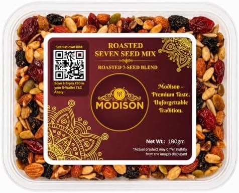 MODISON Roasted Seven Seed Mix Indian Snacks Protein Rich 180g thumbnail 1