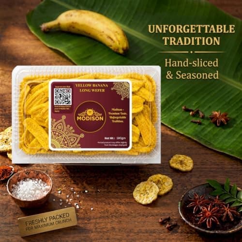MODISON Yellow Banana Long Wafer Indian Snacks Crispy Kela 180g thumbnail 6