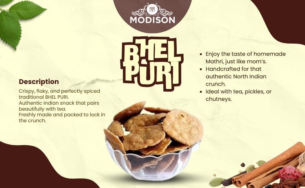 MODISON Bhel Puri Indian Snacks Crunchy Wheat Crackers 180g thumbnail 2
