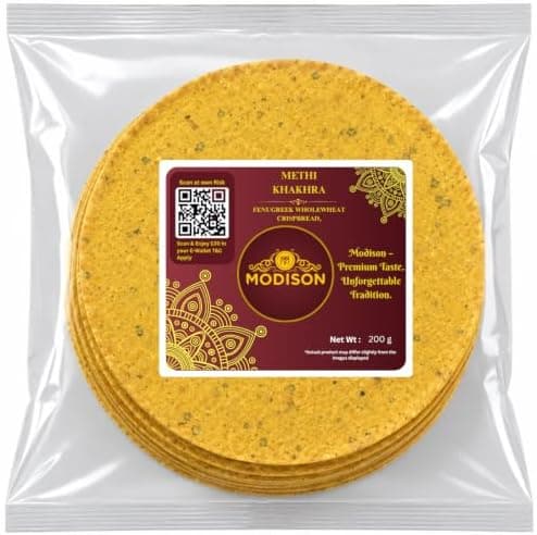 MODISON Methi Khakhra Whole Wheat Fenugreek Crispbread Snack 200 g thumbnail 1