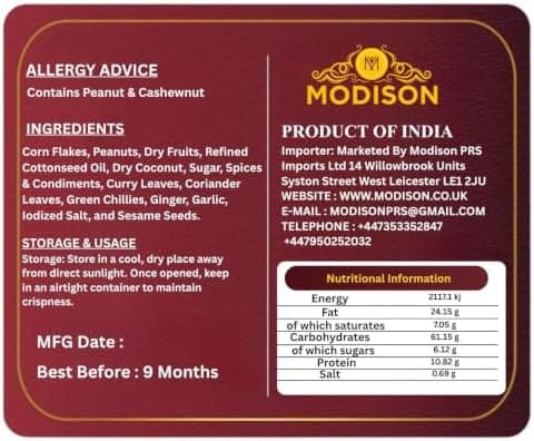 MODISON Morning Energy Granola Breakfast Cereal Crunchy Oats 180g thumbnail 2